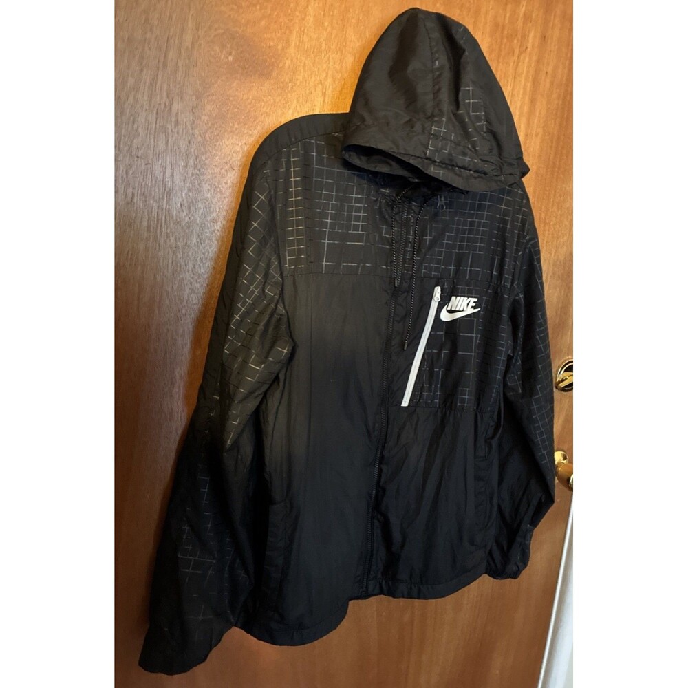 Nike Air Jacket Windbreaker Black Zip Up Woven Tech Utility Hoodie Mesh Lined M - Picture 4 of 16